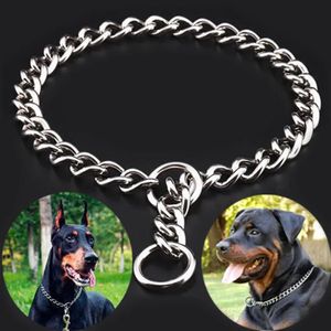 Coleiras para cães Trelas Pet P Snake Chain Collar Dog Choke Collar Corrente de navio de aço inoxidável para cães Ajustável Dog Training Choke Collar para Bulldog 231110