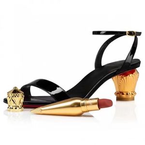 Европейская женская обувь, сандалии, новейшие женские тапочки на низком каблуке, модные туфли с золотым каблуком особой формы, сексуальные многоцветные размеры 35-41