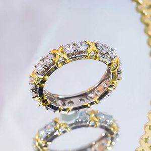 Küme halkaları yüksek karbon elmas yüzük S925 STERLING Gümüş Platin Kaplama Altın Çapraz Taşlar Kadınlar İçin Lüks Erkek Mücevherat