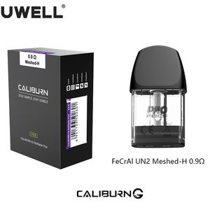 Uwell Caliburn A2 Pod Cartridge Top Filling 2ml E-juice Capacidade Visível E-líquido Janela com FeCrAI UN2 Meshed-H 0.9ohm Bobina Vape E-cigarro 4 unidades / pacote Autêntico