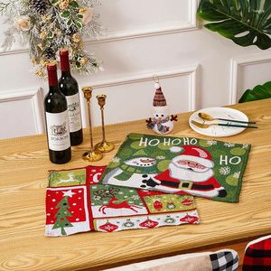 Коврики для стола с принтом, льняной коврик для столовых приборов, рождественский полиэстер, ужин, домашний текстиль, оптовая продажа FG842
