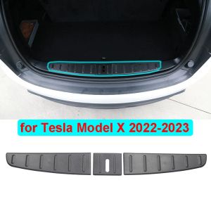 Tesla Model X 2023 2022 Arka Bagaj Eşik Çubuk Koruyucu Kapak ModelX Anti-Çizelge Koruma Karbon Fiber Desen Abs aksesuarları