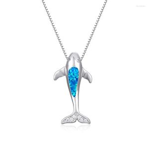 Подвесные ожерелья синий белый опал -каменный колье, колье, милый животный кит бохо золотой серебряный цвето