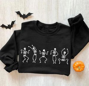 Kadın Hoodies Beş Cadılar Bayramı Dans İskelet Sweatshirt Komik Kadınlar Moda Alıntı Estetik Kıyafet Günlük Grafik Jumper Fit Sakiller