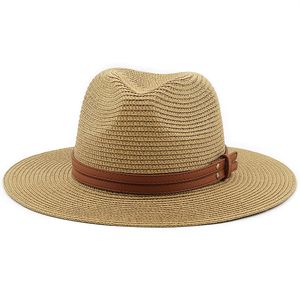 54-57-59-60cm Doğal Panama Yumuşak Çenar Şapka Kahverengi Kemer Yazan Kadınlar Erkekler Geniş Brim Beach Güneş UV Koruma Fedora Şapkası