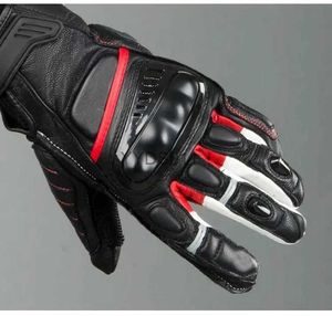 Перчатки с пятью пальцами Chicane Черный/Красный Мотоцикл Уличный Стиль Гоночные Короткие Перчатки из Натуральной Кожи YQ231111