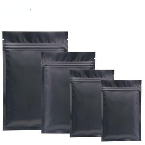 Boş mat siyah alüminyum folyo fermuar kilit torbası yeniden kapatılabilir bitkisel toz kahve tereyağı tohumları çay ısı sızdırmazlık torbaları çanta