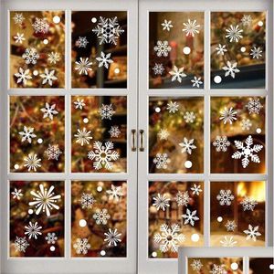 Duvar Çıkartmaları Kar Tanesi Penceresi Çıkartma Elektrostatik Noel Sticker Çıkarılabilir Cam Dekorasyon Kış Tatil Yıl Kar Dekoru Dhxom