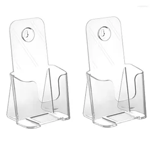 Çerçeveler Akrilik Broşür Tutucusu Eğik Arka Tasarım Açık Ekran Stand Plastik Tablo İşareti 2 Paket Dayanıklı 19.5cm