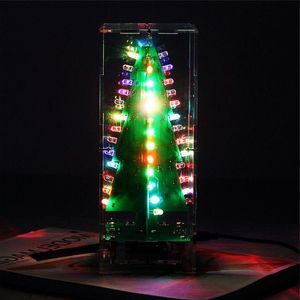 Бесплатная доставка DIY Kit RGB Flash LED Circuit Kit Красочные 3D Рождественские елки Комплект MP3 Музыкальная шкатулка с оболочкой Рождественский подарок Electronic Fun S Iaoq