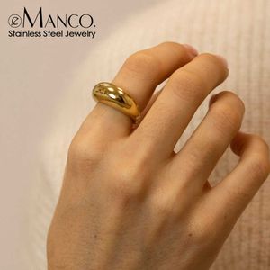 Bant Yüzük E-Manco Moda Kadınlar İçin Basit Paslanmaz Çelik Yüzükler ARC Yüzük Mücevherler Geometrik Halka Boyutu 5 6 7 8 P230411