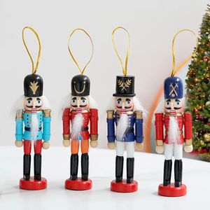 Noel dekorasyonları 6pcs fındıkkıran ahşap asker bebek mini figürinler vintage el sanatları kukla yaratıcı hediye Noel süsleri ev süslemeleri 231110