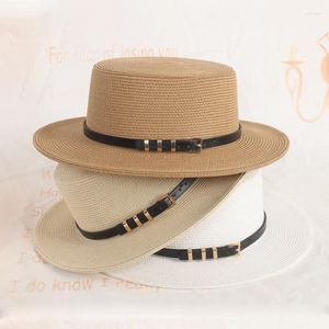 Шляпы с широкими полями 2023, летняя соломенная шляпа Fedora с плоской короной и полями, женская шляпа-федора для загара, пляжа, высокого качества