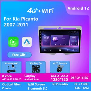 Kia Picanto için Araba Radyo Videosu 2007-2011 Carplay Android Auto Qualcomm Araç Stereo Multimedya Oyuncu 4G WiFi DSP 48EQ