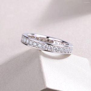 Cluster Rings GJWJ 2MM D Color Moissanite For Women 925 Sterling Silver Original Ring Wedding Engagement Party Gift Fine Jewelry