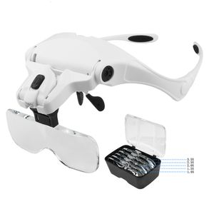 Magnifying Glasses Magnifying Glasses Reading Illuminated Magnifier 1.0X 1.5X 2.0X 2.5X 3.5X 2 Lights Adjustable Head Illuminated Loupe Magnifier 230410