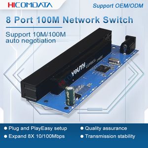 HICOMDATA 100M Mini 8 Port Desktop Switch Fast Ethernet Network Switch Gigabit LAN Hub RJ45 Ethernet Switching PCBA