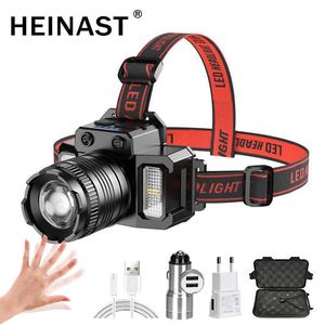 Head lamps Rechargeable Headlamp 18650 Battery Super Bright Torch Light Induction LED Headlight Waterproof Camping Mobile Power Bank Light P230411
