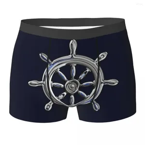 Mutande Boxer Shorts Stile cromato Applicazione ruota nautica Mutandine Intimo morbido da uomo per Homme Man Regalo fidanzato