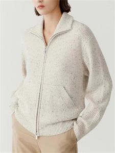 Kadın Sweaters Kadın Renkli Dot İplik Tasarımı Yatak Süvari Sonbahar Kış 2023 Uzun Kollu Kaşmir Çift fermuarlı Külot