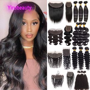 Indian 10-30inch Bundles With 13x4 Lace Frontal 4 PCS/lot Body Wave Water Curly 100% Human Hair Free Part