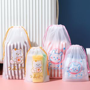 Depolama Kutuları 100 PCS/Lot Pe Bear Drawstring Bragstring Torba Torba Çanta Çekme Çanta Ayakkabı Depolama Çantası Plastik Buzlu Ambalaj Çantası (3PEICE/SET)