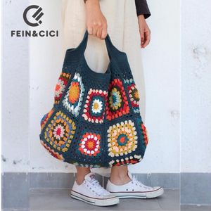 Akşam çantaları renkli tığ işi boho şık büyükanne kare gran tote çanta bej mavi pazar vintage stil hippi yaz plajı 230412