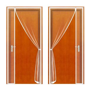 Sheer Curtains DTGJ Magnetic Door Screen Side opening style Mosquito Net White Anti Insect Invisible Mesh Custom Size Tulle Automatic Closing 230412