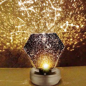 Lambalar tonları yıldız projektör valentine hediye renk değiştirme geometrik masa lambası bebek gece lambası akü uzaktan kumanda oda dekor planetaryum 230411