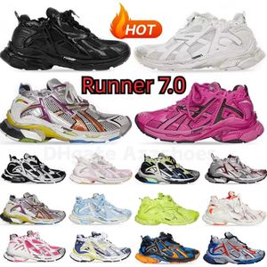 Runner 7.0 Mulheres Homens Sapatos Casuais Paris Runner Transmitir Sentido Retro Treinadores Preto Branco Rosa Azul Borgonha Desconstrução Sapatilhas Jogging Caminhadas 7 Sapatilhas