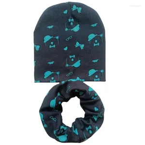 Berets primavera urso impressão gorros para meninos meninas crochê crianças chapéus bebê bonés crianças crianças chapéu cachecol coleiras