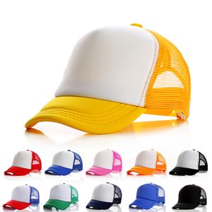 Tasarımcı Çocuk Trucker Şapkalar 5 Panel Boş Güneş Şapkaları Mesh Beyzbol Kapakları Ayarlanabilir Snapbacks Çocuklar İçin Yaz Sporları Top Caps 52-56cm Kırmızı Sarı Beyaz Pembe 20 Renk