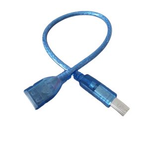 30cm curto USB 2.0 Tipo B macho para uma fêmea (BM a AF) Adaptador de porta do adaptador de dados do cabo de dados Blue Blue Blue