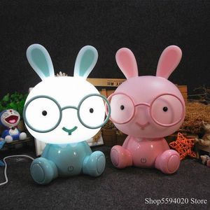 Lamps Shades Cartoon Rabbit Cute Animal Led Children Baby Kids Room USB Night Lights Christmas Gift Bedside Decor Home 230411