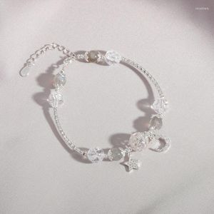 Strand basit kadın doğal kristal bilezikler ince silve kaplamalı aytaşı yıldız ay çiftleri hediye mücevherleri