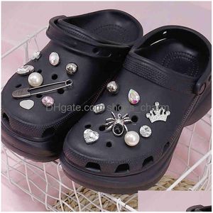 Shoe Parts Accessories Punk Croc Charms Rhinestone Diy High Quality Buckle Fashion Allmatch Shoes Drop Delivery Dhlgk