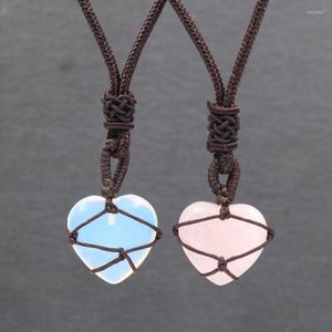 Подвесные ожерелья Diy Heart Collese для детей девочки родовой камень опал порошок хрустальные женские украшения