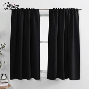 Sheer Curtains Blackout Short for Bedroom Opaque Blinds Curtain Window Living Room Kitchen Treatment Ready Made Small Drapes 230412