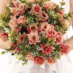Декоративные цветы «сделай сам», искусственный цветок розы, свадебный ручной букет, имитация растения, реквизит для съемки, поддельный, легко поддерживать