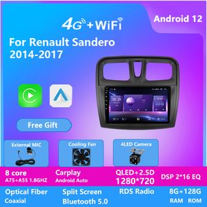 10 inç video araba oynatıcı gps radyo android ses sistemi wifi usb bluetooth multimedya Renault Sandero 2014-2017 için sesli gezinme