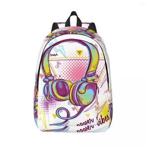 Рюкзак наушники граффити мультфильм искусство искусство музыкальные спортивные рюкзаки для девочки высококачественные прочные школьные сумки уличная одежда rucksack