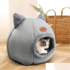 Cat Beds & Furniture Cat Beds Furniture Super Soft Dog Round Deep Sleep Comfort In Winter Warm Slee Tent Cozy Cave Mat Portable Indoor Otxdy