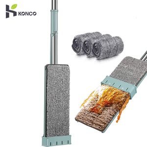Mops Microfiber Flat Mop Hand Free Squeeze Cleaning Floor Mop with 2 Washable Mop Pads Lazy Mop Household Cleaner Tools 230413