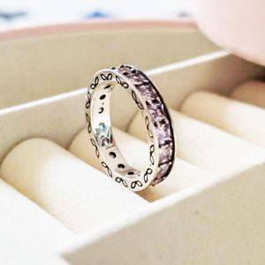 925 Gümüş Pembe Zirkonya Sonsuzluk İstiflenebilir Yüzük Fit Pandora Mücevher Nişan Düğün Aşıklar Moda Yüzağı