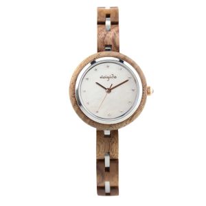 Orologio in legno da donna Luxury Brand CZ Orologio da polso al quarzo Orologio da donna alla moda Bracciale in legno Orologi femminili Relogio Feminino