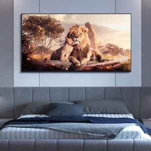 Big Bnd Small Lion Snuggle Холст Картина Плакат Печать Nordic Wall Art Picture Для Гостиной Home Decor Украшение Безрамное