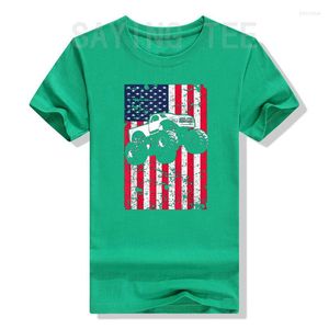 Erkek Tişörtleri Canavar Kamyon Amerikan Bayrağı Yarışı ABD Vatansever Tişört Hediyesi 4 Temmuz Grafik Tee Top Kısa Kollu Boğan Erkek Kadınlar