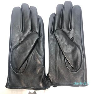 Wholesale touch screen sheepskin gloves ladies winter outdoor warm lined plush leather luxury Fingerless Mittens