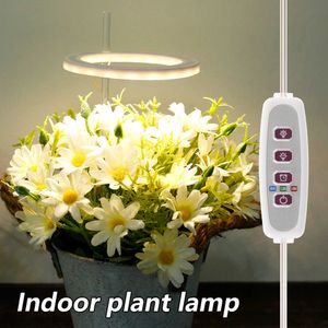 Grow Lights 20Leds растения выращивать световые USB -мощные кольцевые лампы с выключателем Timer Dimmable Garden Lights для крытых растений горшечных растений P230413