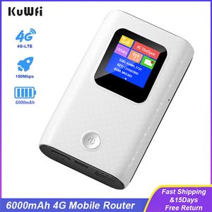 Маршрутизаторы Kuwfi разблокируют 4G LTE 150 Мбит / с. На открытом воздухе Spot 6000mah Мобильный беспроводной Wi -Fi Portable Modem с SIM -картой 230412